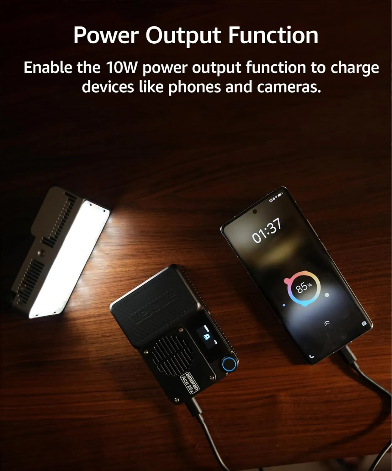 amaran Ace 25c Video Light,25w RGB Portable Light for Photography On-Camera Video Lights CRI/TLCI 95 ,CCT 2,300K-10,000K,Rechargeable Dimmable Vlog Light,APP Control,PD Charging (Charcoal)