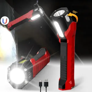 Anhay Rechargeable Work Light, 1200 Lumens LED Work Light with 160° Swivel Head, Magnetic Base & Hooks, 6 Lighting Modes Magnetic Work Light for Car Repairs, Emergencies, and Power Outages