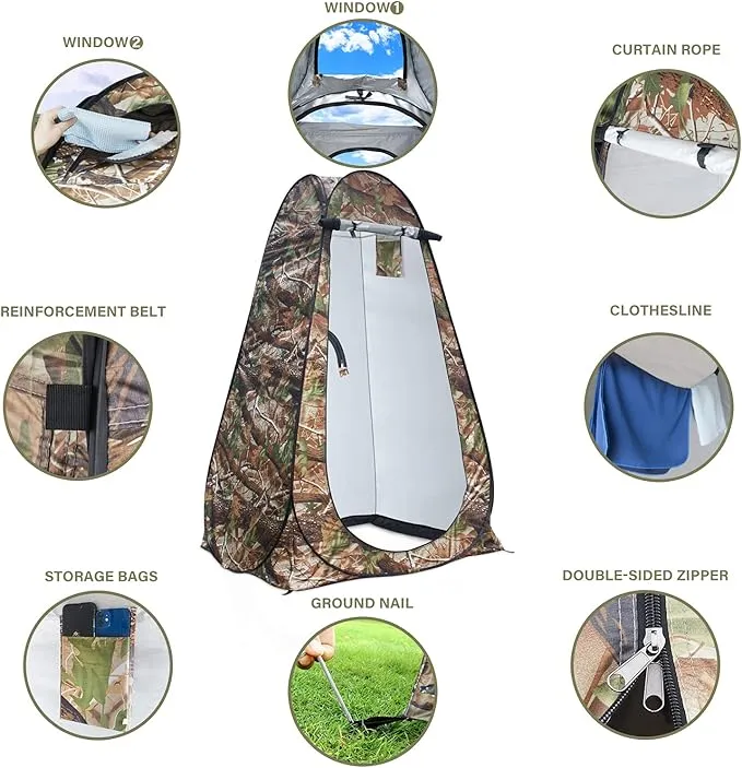 anngrowy Pop Up Privacy Tent Shower Tent Portable Outdoor Camping Bathroom Toilet Tent Changing Dressing Room Privacy Shelters Room for Hiking and Beach Sun Shelter Picnic Fishing– UPF40  Waterproof