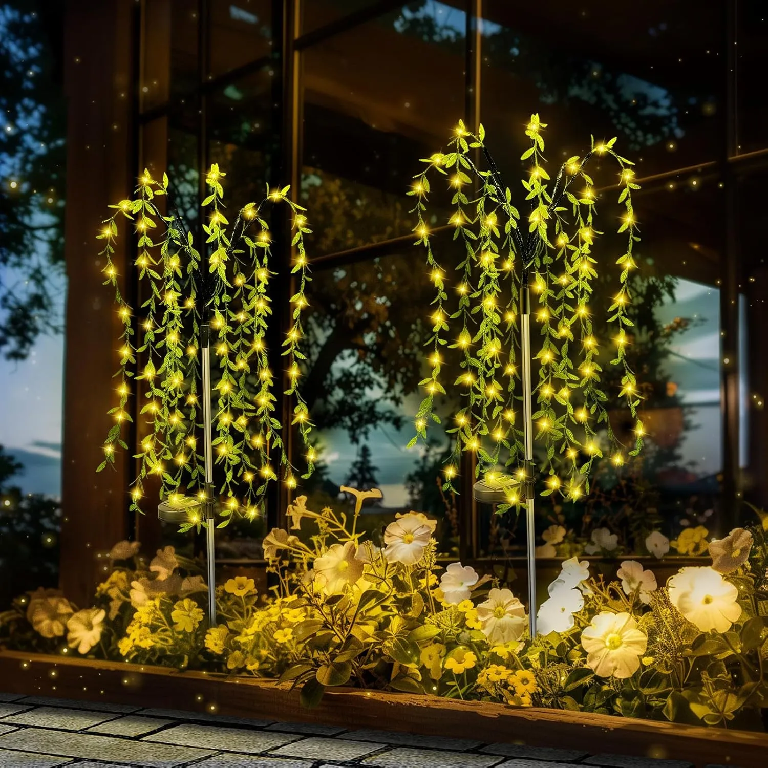 Anordsem Solar Lights Outdoor Waterproof: Garden Light Solar Powered for Yard Outside - Weeping Willow Tree LED Lighting Patio Path Decoration - Gardening Gifts for Women Mom Grandma