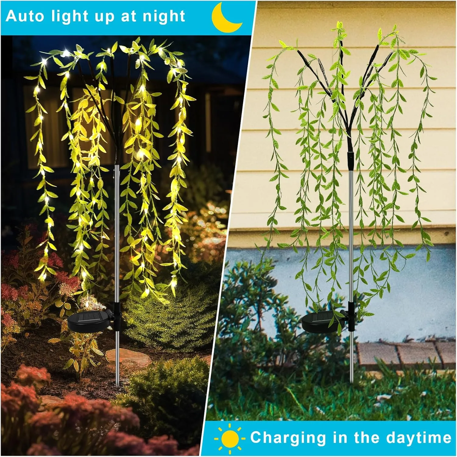 Anordsem Solar Lights Outdoor Waterproof: Garden Light Solar Powered for Yard Outside - Weeping Willow Tree LED Lighting Patio Path Decoration - Gardening Gifts for Women Mom Grandma