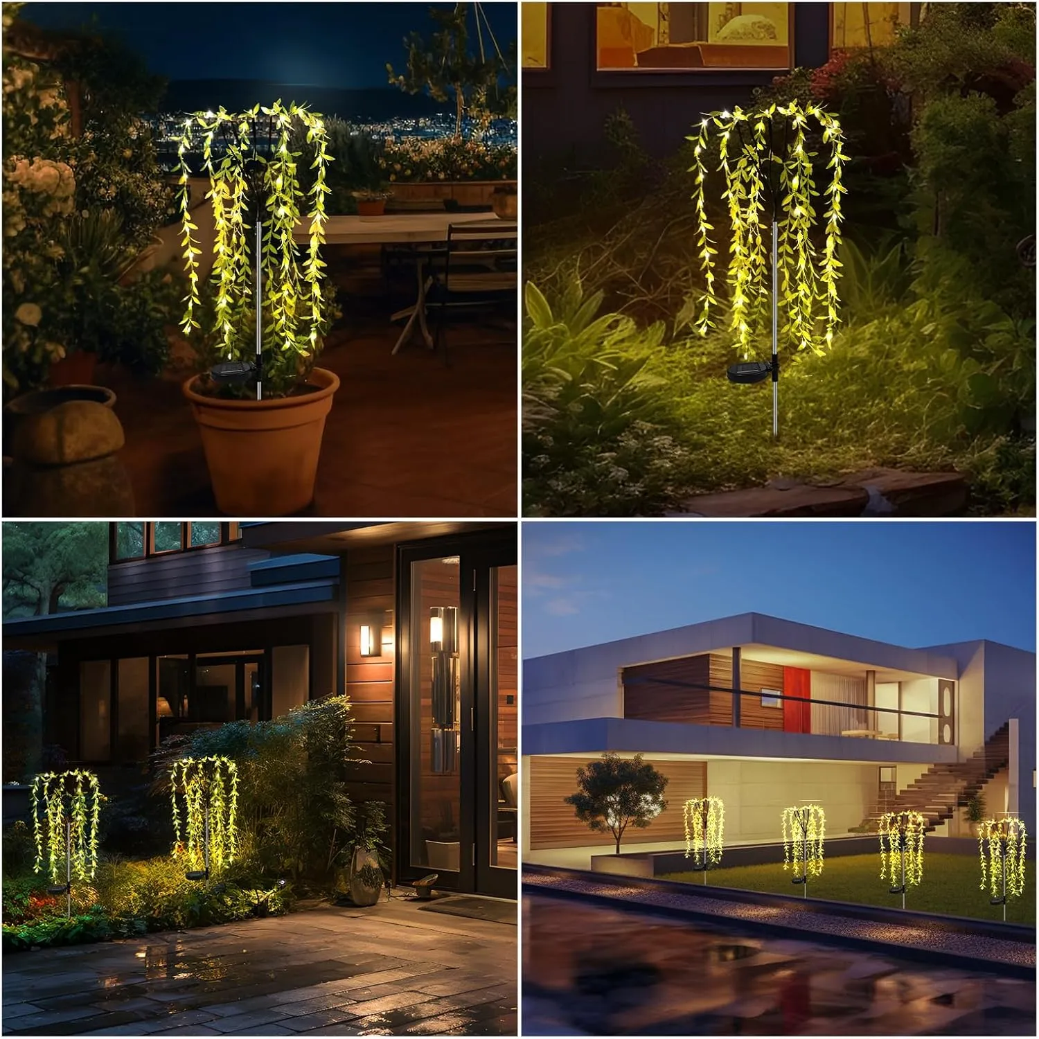 Anordsem Solar Lights Outdoor Waterproof: Garden Light Solar Powered for Yard Outside - Weeping Willow Tree LED Lighting Patio Path Decoration - Gardening Gifts for Women Mom Grandma