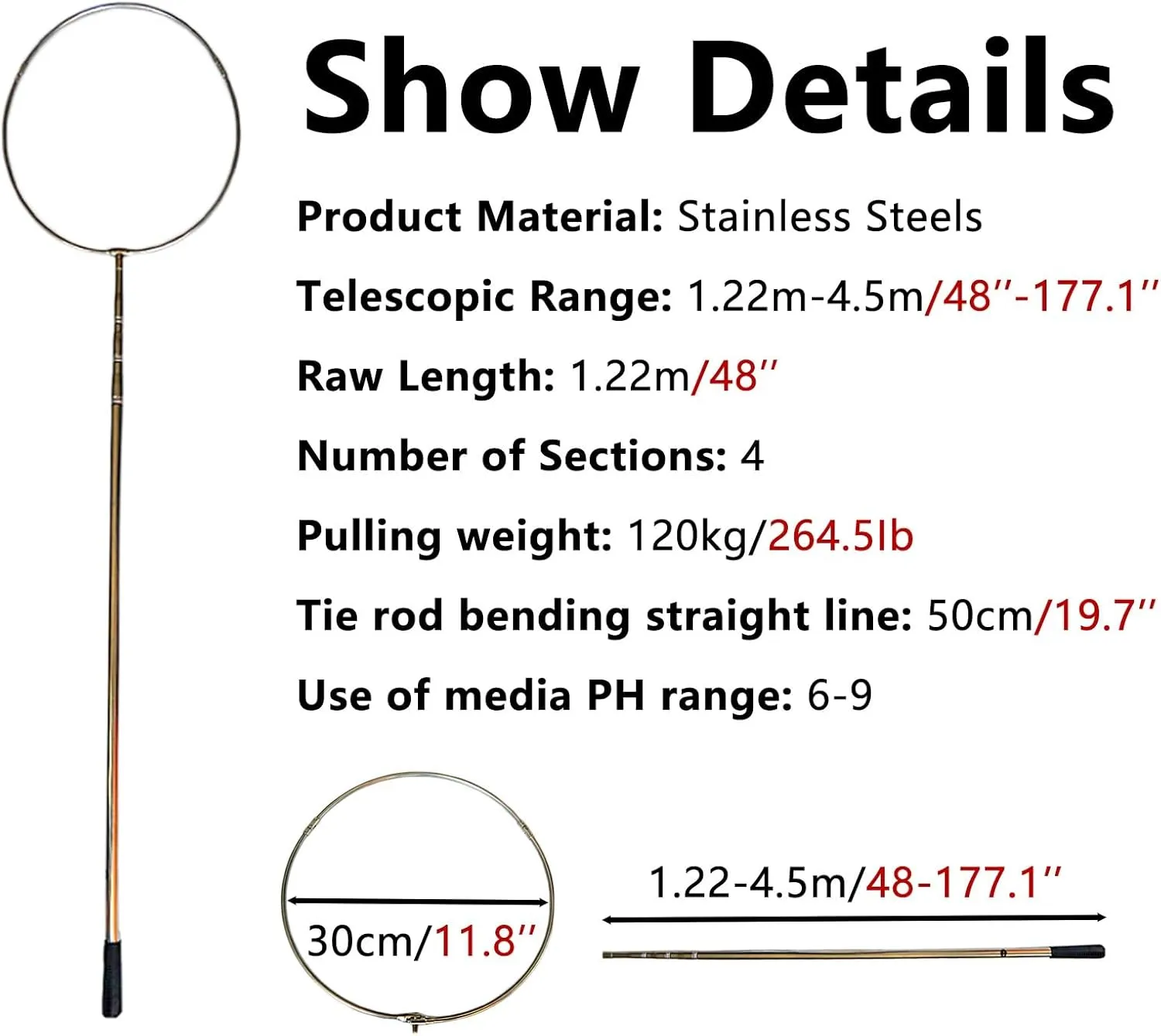 Anti-Electric Shock Rescue Tube，Lifesaving poleLifesaving Pole Swimming Pool Life Saving Hook with Adjustable Telescopic Pole, Durable Emergency Salvage Rodsfor Water Parks, Multi-use Rescue