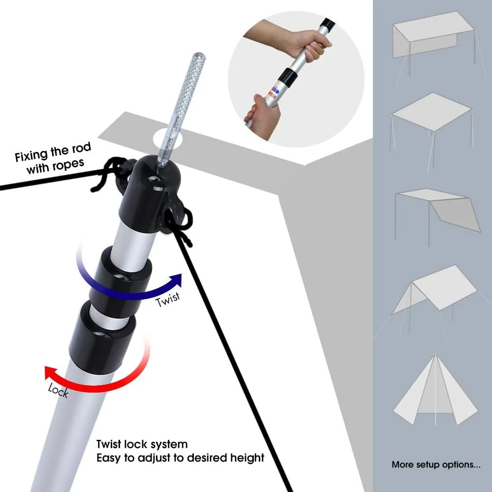 Anyoo Adjustable Telescoping Tarp Poles Set of 2 Aluminum Rods for Camping Backpacking Hiking
