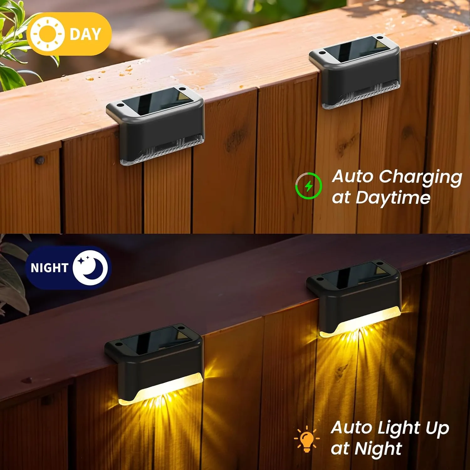 APONUO Solar Deck Lights 16 Pack, Solar Lights Outdoor Waterproof Led Solar Step Lights for Outside Stairs,Fence,Backyard,Patio（Warm White）