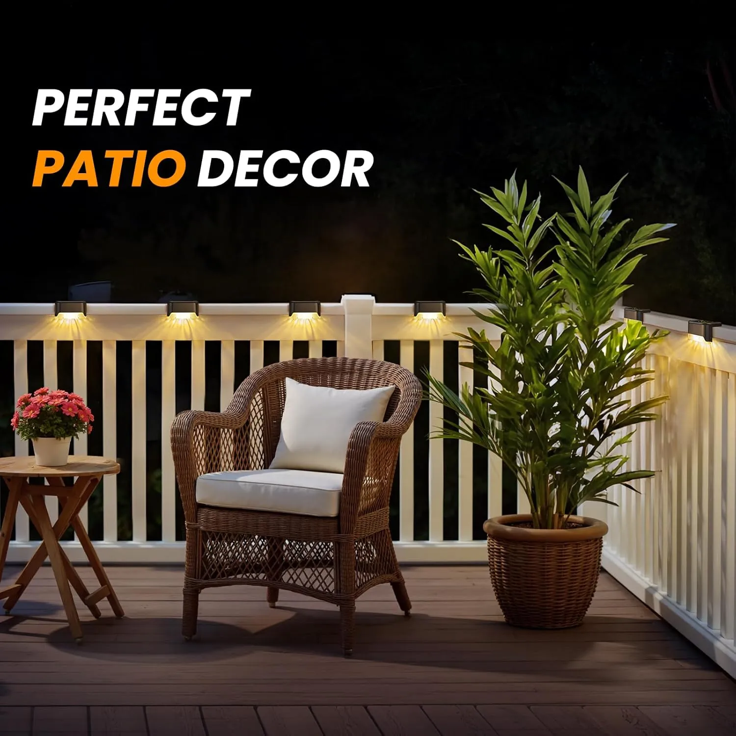 APONUO Solar Deck Lights 16 Pack, Solar Lights Outdoor Waterproof Led Solar Step Lights for Outside Stairs,Fence,Backyard,Patio（Warm White）
