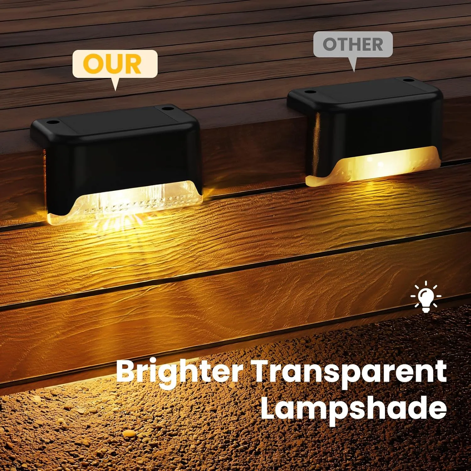 APONUO Solar Deck Lights 16 Pack, Solar Lights Outdoor Waterproof Led Solar Step Lights for Outside Stairs,Fence,Backyard,Patio（Warm White）