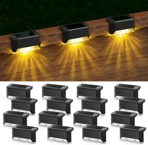 APONUO Solar Deck Lights 16 Pack, Solar Lights Outdoor Waterproof Led Solar Step Lights for Outside Stairs,Fence,Backyard,Patio（Warm White）