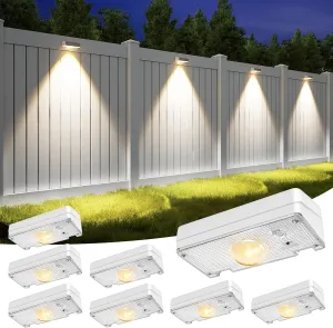 APONUO Solar Fence Lights Outdoor Waterproof, Fence Lights Solar Powered, 12 RGB Color Modes & Warm & Cool White, Fences Solar Light Outdoor for Backyard, Patio, Yard, Wall, Deck（White, 8 Pack）