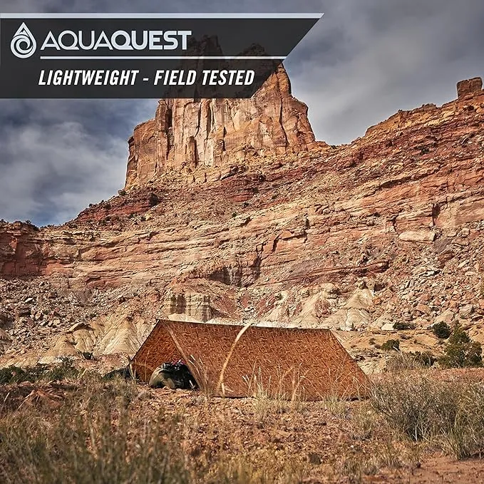 AquaQuest Safari Camping Tarp - Lightweight Durable Rain Fly - Waterproof Camping Essentials for Hiking, Backpacking & Hammock, 15 x 15 ft, True Terrain Camo