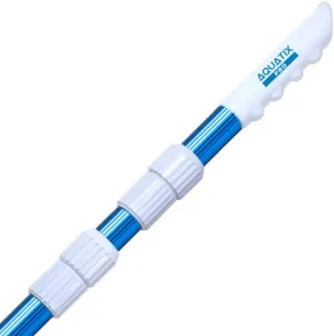 Aquatix Pro Swimming Pool Pole, 12 Feet, Professional Grade, Extendable 3 Section 4-12ft Aluminium Telescopic Pole for Skimmer Nets, Vacuum Heads, Brushes, Grip & Lock, Strong Holding Power