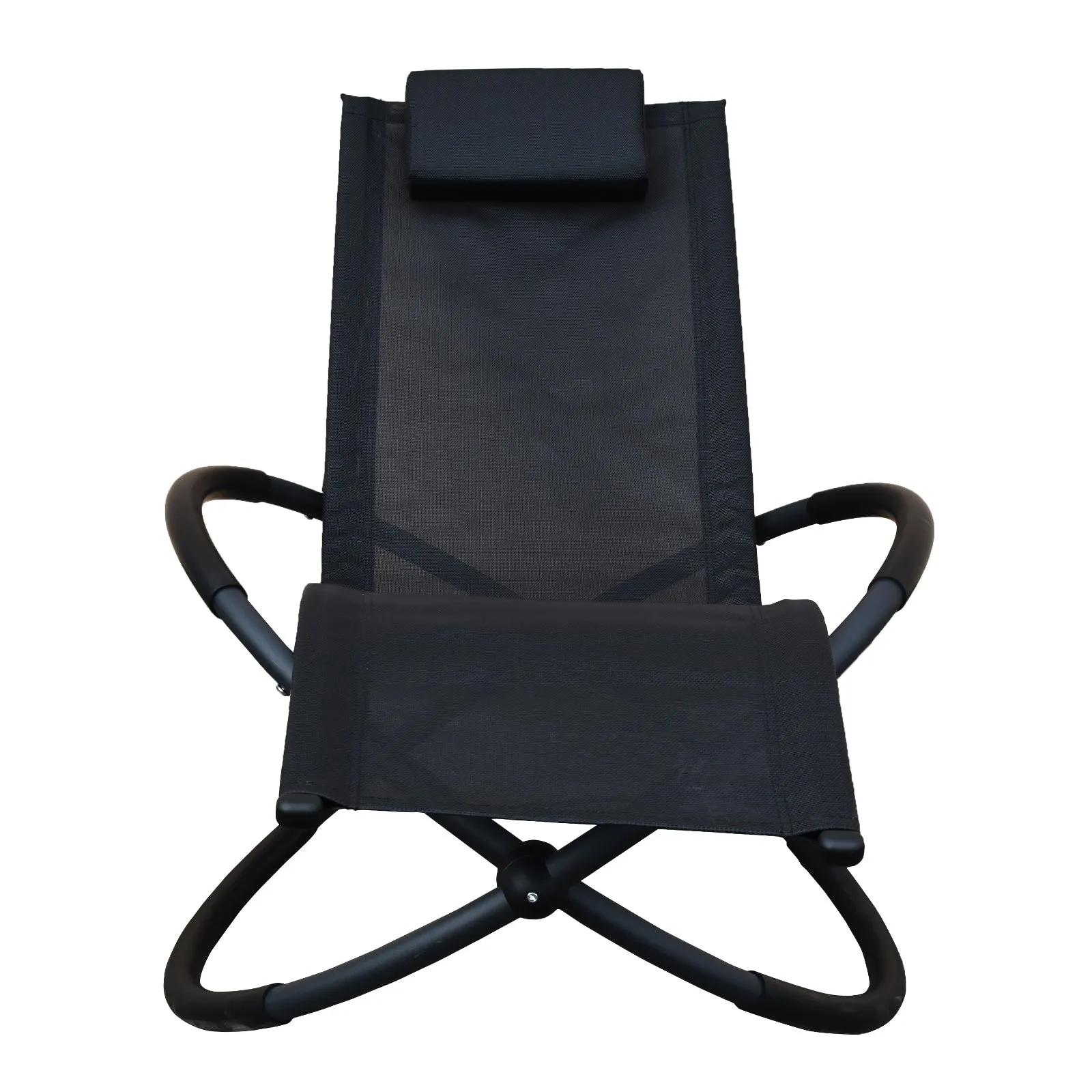 Arcadia Furniture Zero Gravity Portable Foldable Rocking Chair Recliner Lounge - Black