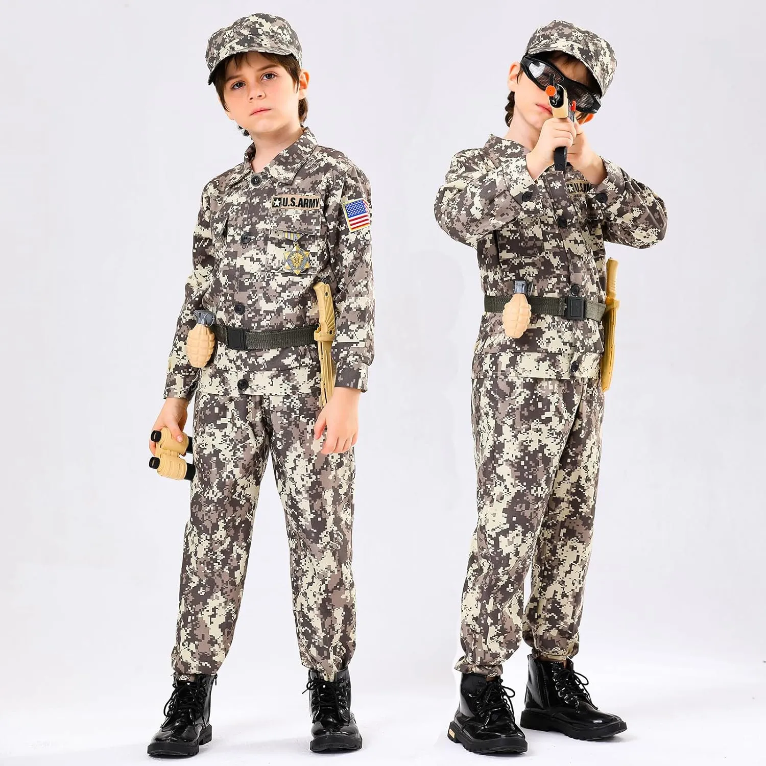 Army Costume For Kids, Military Soldier Costumes For Boys, Halloween Costumes Dress Up Role Play Set