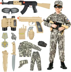 Army Costume For Kids, Military Soldier Costumes For Boys, Halloween Costumes Dress Up Role Play Set