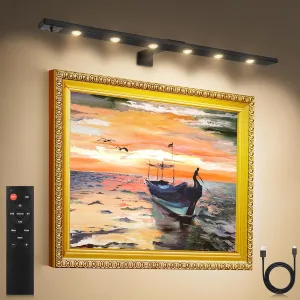 Art Light for Painting 22" Battery Operated Rechargeable, Full Aluminium Wall Picture Light With Remote Control for Display Artwork, Paintings, Portrait, Magnetic