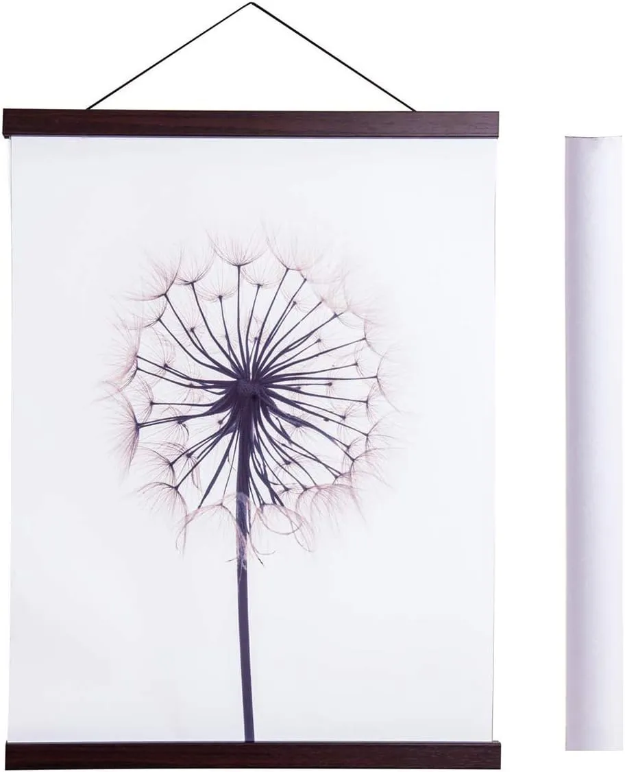 Artmag Magnetic Poster Hanger Frame, 20x28 20 x 30 20x26 Light Wood Wooden Magnet Canvas Artwork Print Poster Hangers Frames Hanging Kit (Walnut, 20")