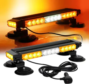 ASPL 16.8 Inch LED Strobe Flashing Light Bar, 26 Flashing Modes High Intensity Emergency Hazard Warning Beacon Lights with Magnetic Base for Car Trucks Trailer Roof Safety (Amber White Amber)
