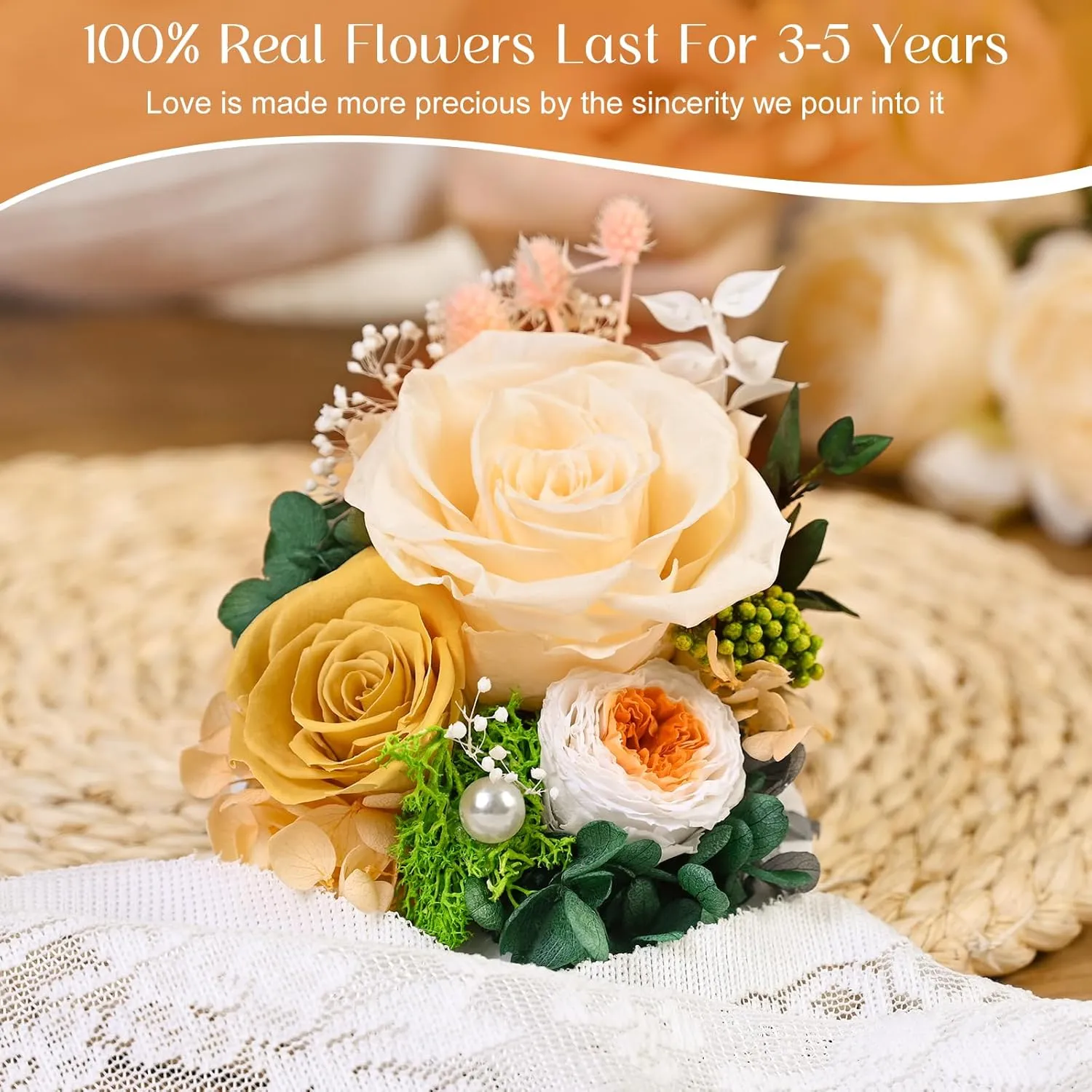ASPMIZ Preserved Flowers Magnetic Levitation, Forever Flowers with LED Lights in Clear Dome, Long Lasting Eternal Roses Gifts for Mom Wife Women Wedding Anniversary Valentines Birthday Sympathy