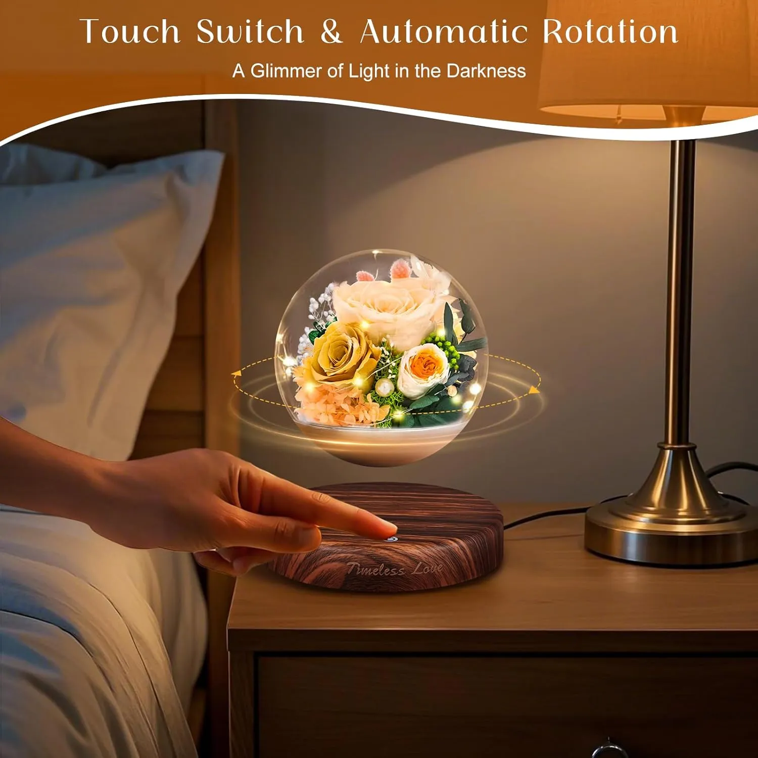 ASPMIZ Preserved Flowers Magnetic Levitation, Forever Flowers with LED Lights in Clear Dome, Long Lasting Eternal Roses Gifts for Mom Wife Women Wedding Anniversary Valentines Birthday Sympathy