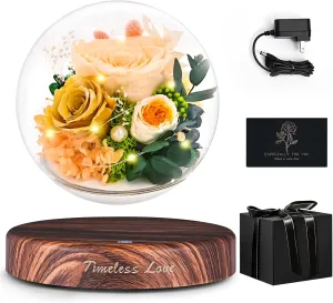 ASPMIZ Preserved Flowers Magnetic Levitation, Forever Flowers with LED Lights in Clear Dome, Long Lasting Eternal Roses Gifts for Mom Wife Women Wedding Anniversary Valentines Birthday Sympathy