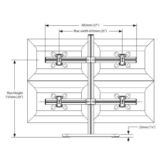 Atdec Freestanding Quad Monitor Desk Mount