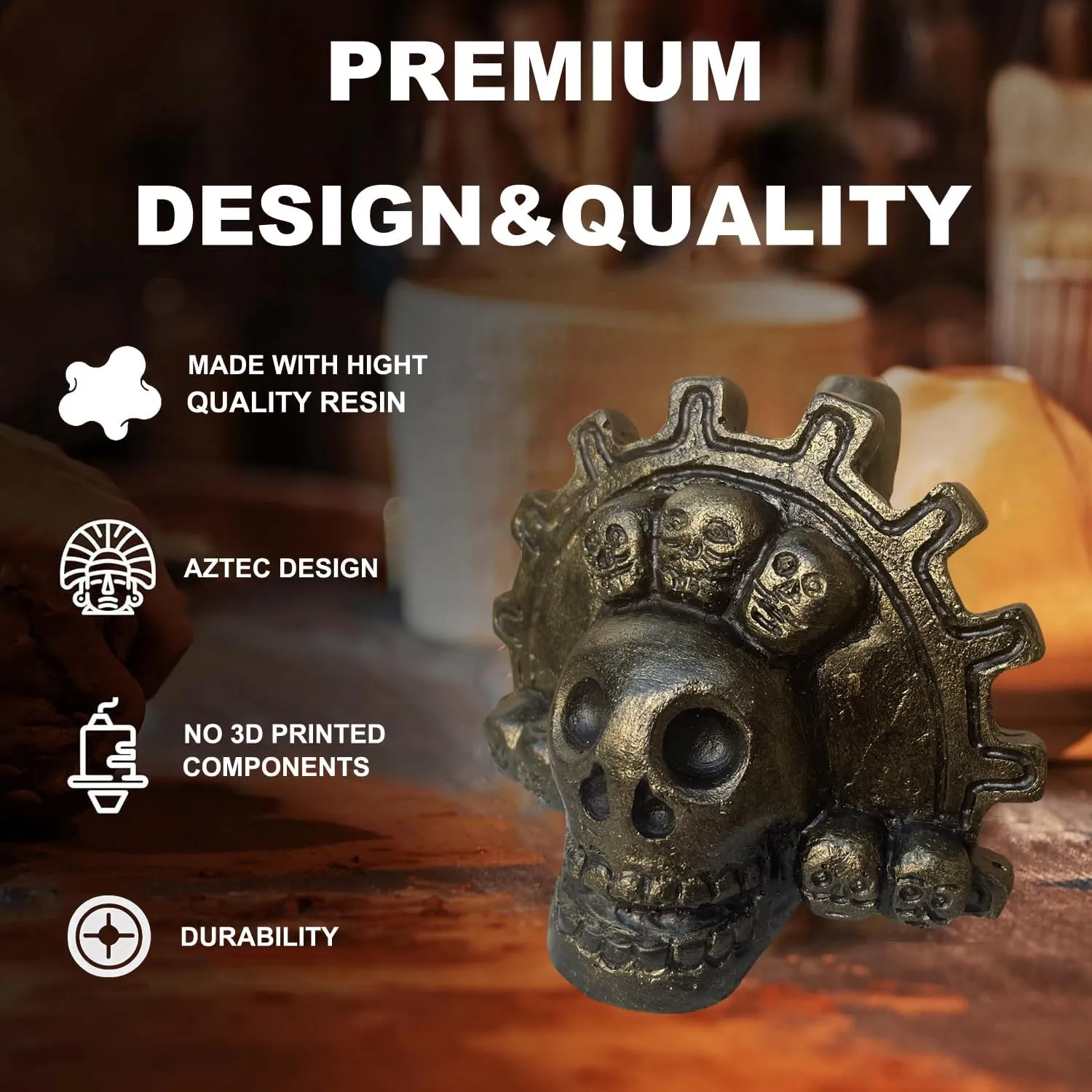 Authentic Spooky Aztec Death Whistle, Loudest Human Sounding Screams 125  Decibels, Halloween Creepy Gift Death Whistle (Bronze)