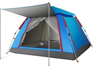 Automatic Pop Up Camping Tent for 3-4 Person Ultralight Instant Family Camping Tent-Dome Double Layer Tent Waterprof Venting Sun Shelter for Outdor Sports Camping Hiking Travel (Color : Green) (Blue)