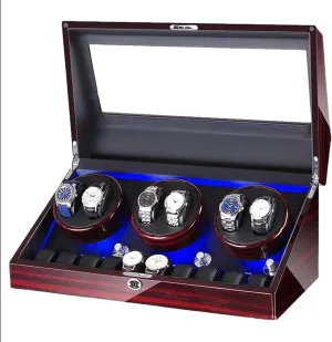 Automatic Watch Winder 6 10 Storage Dispaly Case with Quiet Motor and 5 Rotation Modes LED Light for Most Wrist Watches
