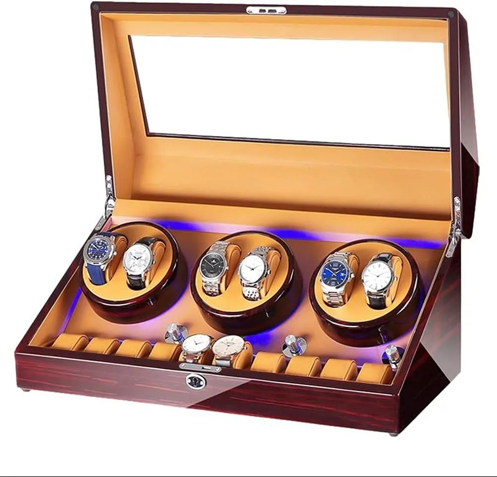Automatic Watch Winder 6 10 Storage Display Case With Quiet Motor And 5 Rotation Modes LED Light For Most Wrist Watches