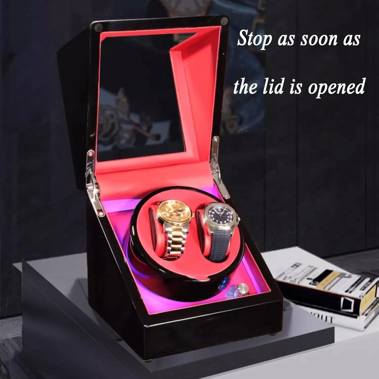 Automatic Watch Winder Watch Winders Fully Automatic Mechanical Watch Winder with Light and Silent Operation (F)