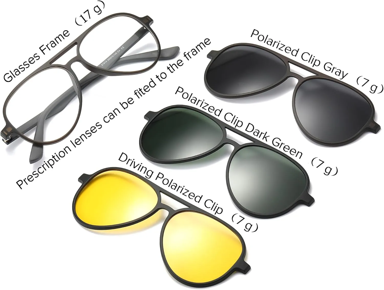Aviator Polarized Magnetic Clip on Sunglasses for Eyeglasses Men UV Protection Anti Glare Driving Retro Glasses 3Pcs