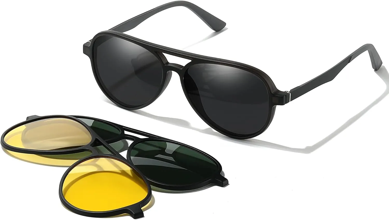 Aviator Polarized Magnetic Clip on Sunglasses for Eyeglasses Men UV Protection Anti Glare Driving Retro Glasses 3Pcs