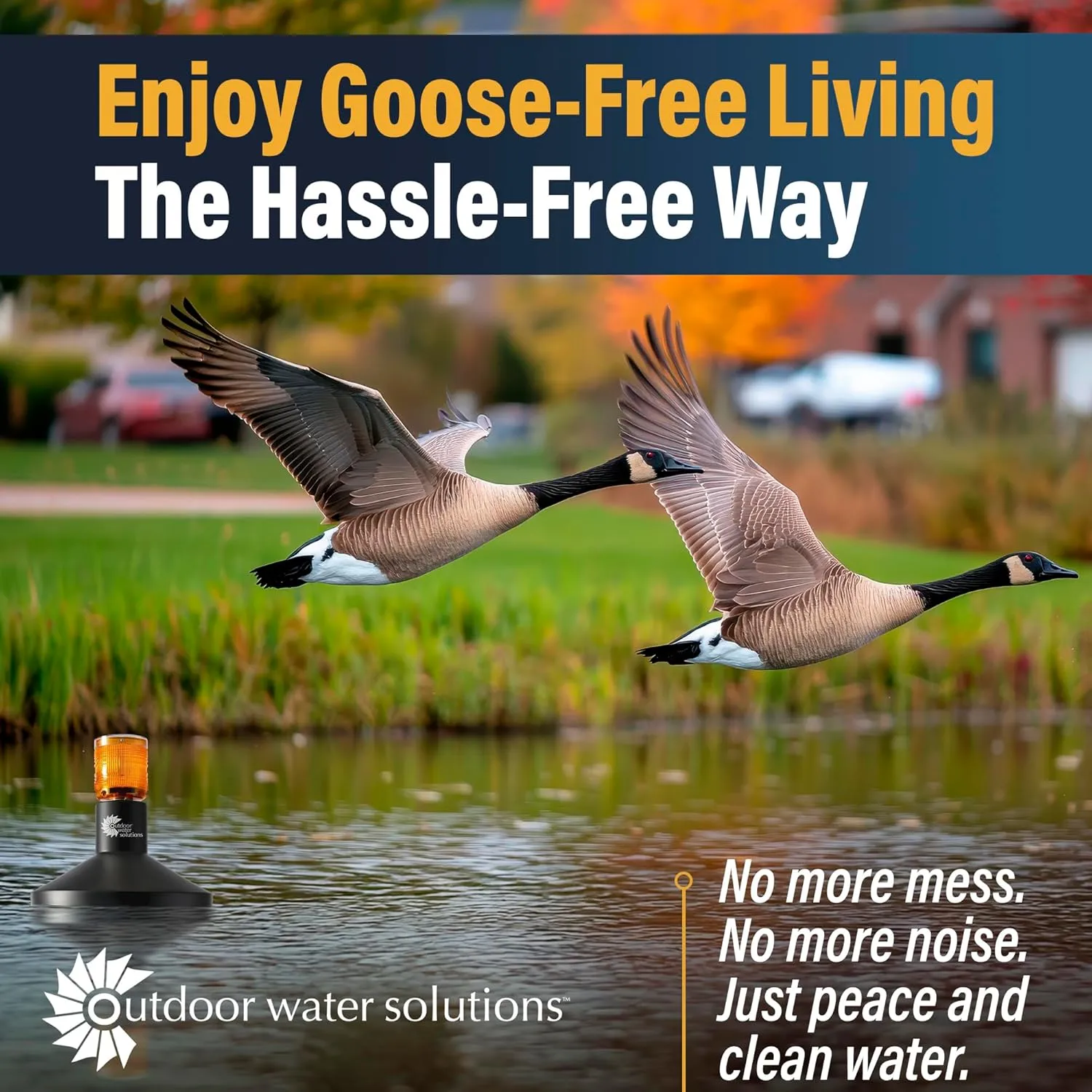 Away With Geese Repellent – Water Unit | Solar-Powered Floating Geese Deterrent and Pond Predator Control | Covers Up to 6.5 Acres | Ideal for Ponds, Lakes & Waterways