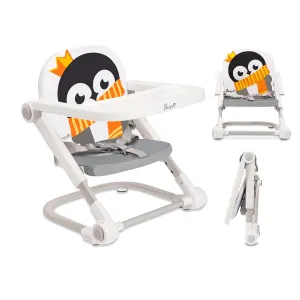 Baby Portable High Chair Booster Seat for Dining Table, Foldable 2-in-1 Travel High Chair with Carry Bag, Adjustable Tray and Adjustable Hight, Aluminum Frame, Easy to Clean (Grey)