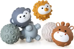 Baby Soft Textured Multi Soft Ball Gift Sets,Sensory Balls for Toddlers 06-18 Months,Cute Animal Shapes Sensory Balls for Babies,Montessori Toys for Babies 6-18 Months 6Pack(Standard Edition)