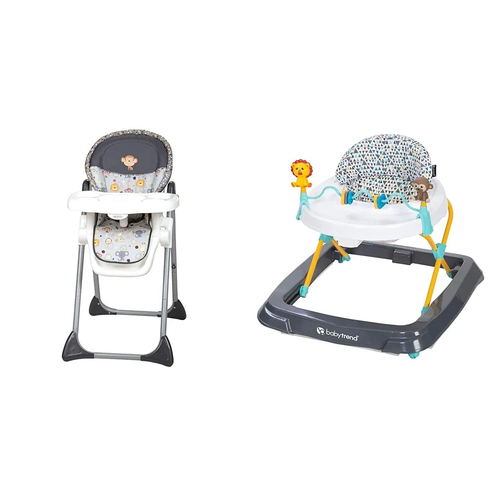 Baby Trend Sit Right High Chair, Bobble Heads & Smart Steps 3.0 Activity Walker, Zoo-ometry