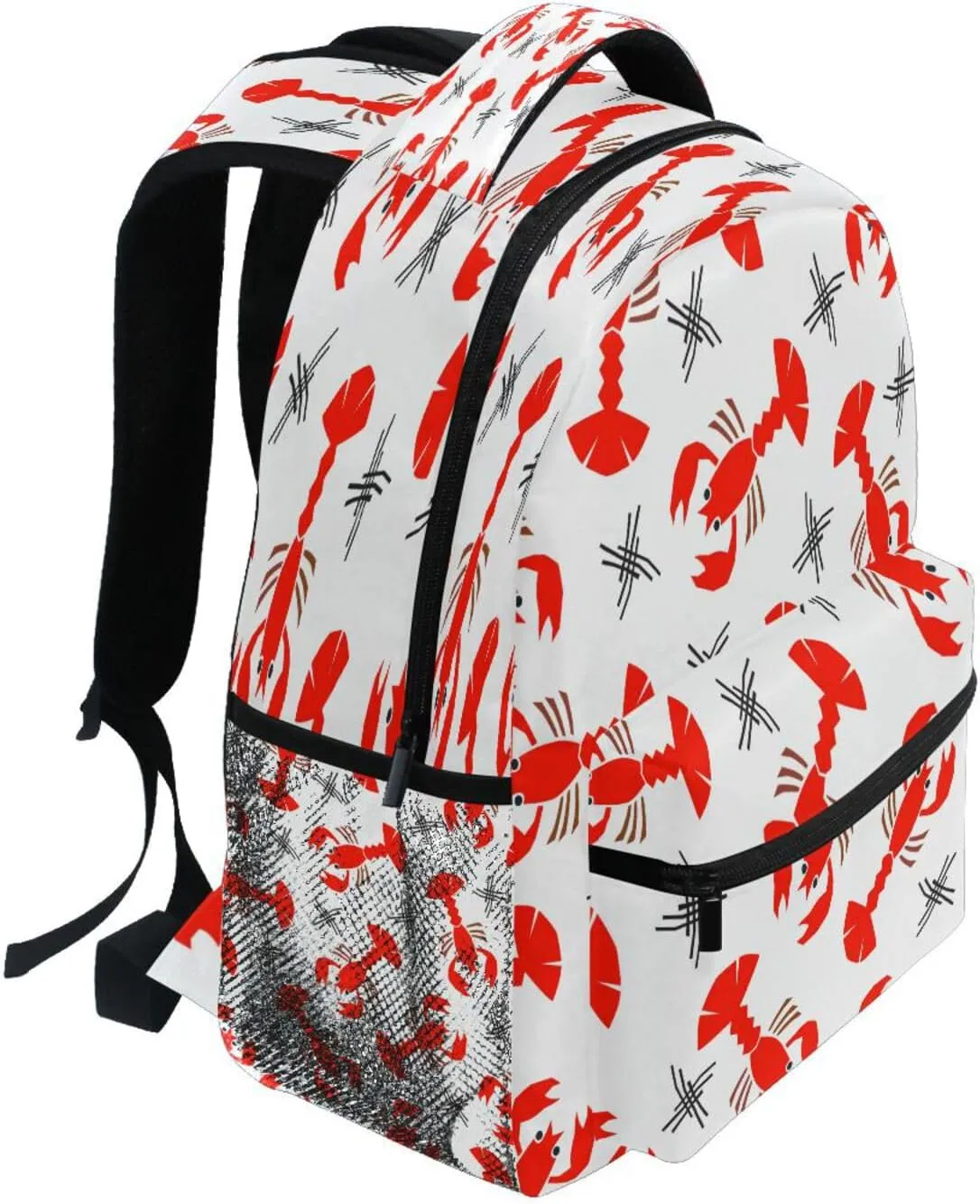 Backpack School Bookbag Travel Bag Red Crayfish for Girls Boys Teen