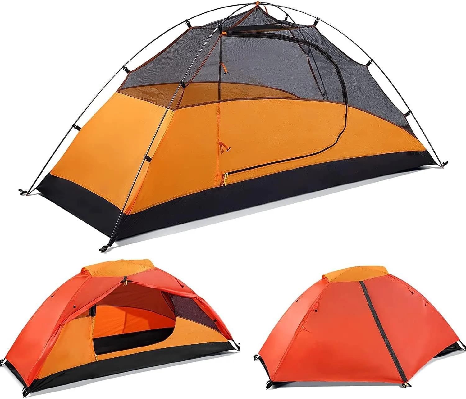 Backpacking Tent 1-Person Tent Ultralight Extra Large Aluminum Frame Waterproof Camping Tents, Solo Tent for Hiking Travelling Mountaineering Outdoor, Easy Set Up with Rainfly, Wind Ropes, Stora