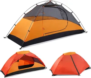 Backpacking Tent 1-Person Tent Ultralight Extra Large Aluminum Frame Waterproof Camping Tents, Solo Tent for Hiking Travelling Mountaineering Outdoor, Easy Set Up with Rainfly, Wind Ropes, Stora