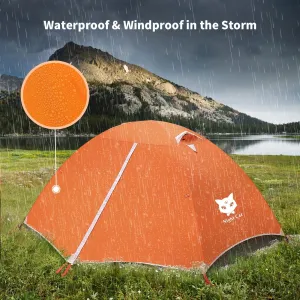 Backpacking Tent for 2 - Easy Setup, Rainproof, Double Layers, 2 Doors, Perfect for Camping Adventures!