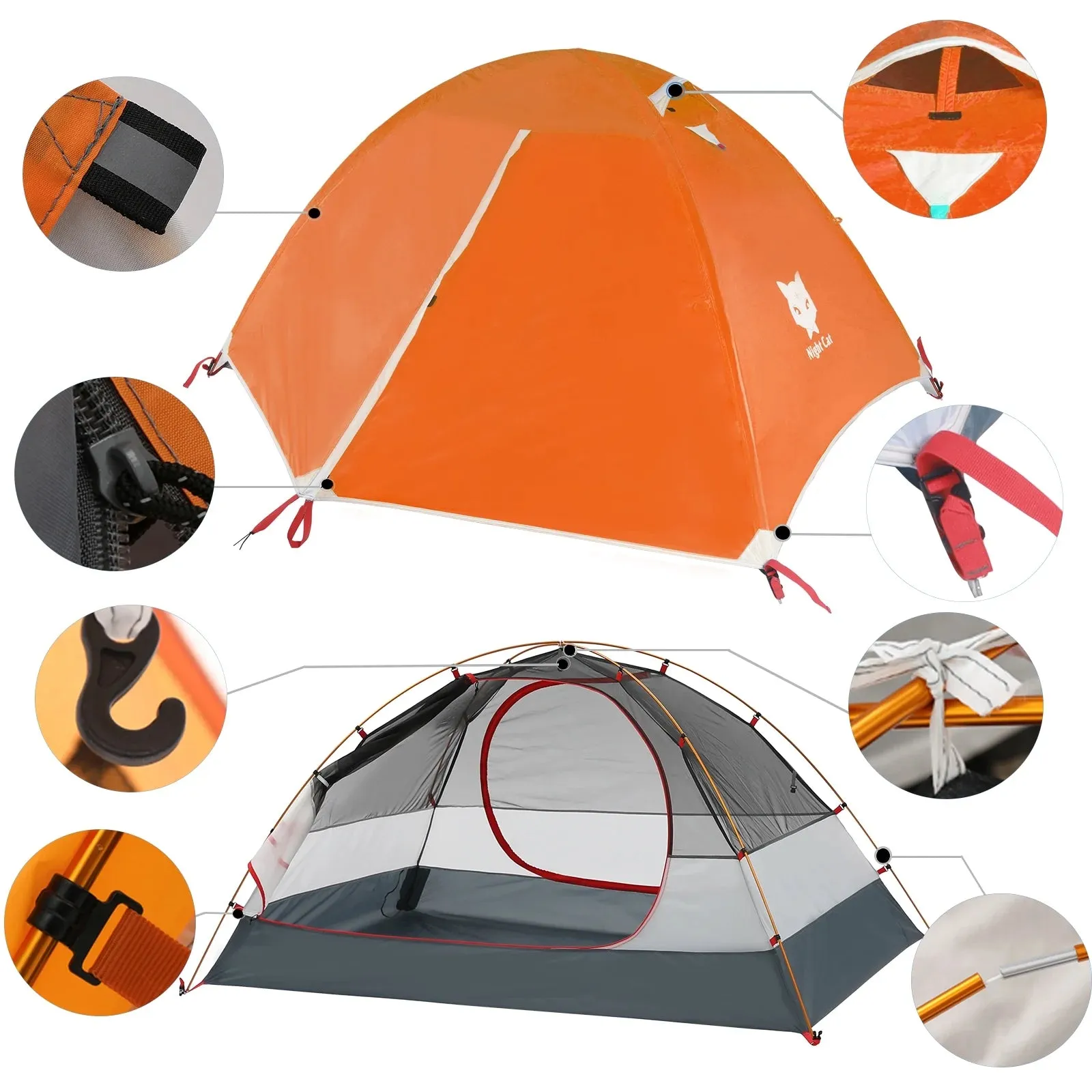 Backpacking Tent for 2 - Easy Setup, Rainproof, Double Layers, 2 Doors, Perfect for Camping Adventures!