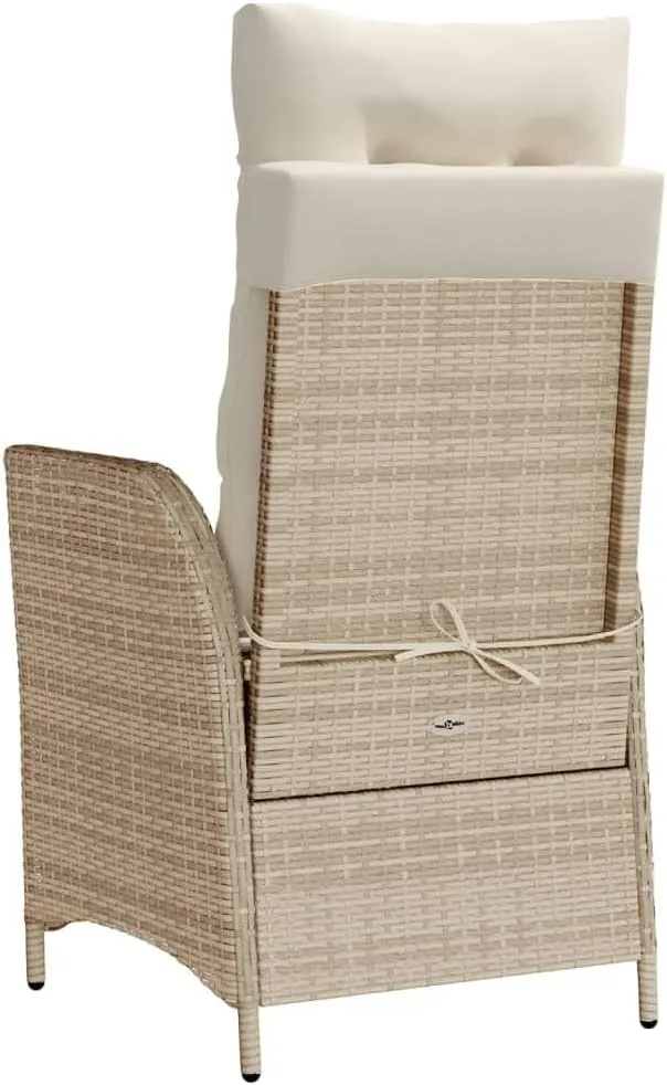 Backyard Chairs Camping Chair Outdoor Chairs Lounge Chair - Reclining Patio Chairs 2 pcs with Footrest Beige Poly Rattan for Park Beaches Outside Terrace