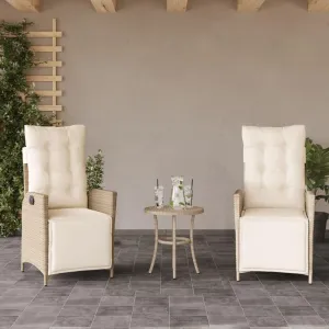 Backyard Chairs Camping Chair Outdoor Chairs Lounge Chair - Reclining Patio Chairs 2 pcs with Footrest Beige Poly Rattan for Park Beaches Outside Terrace