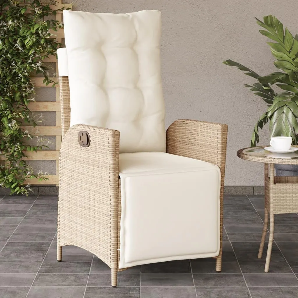 Backyard Chairs Camping Chair Outdoor Chairs Lounge Chair - Reclining Patio Chairs 2 pcs with Footrest Beige Poly Rattan for Park Beaches Outside Terrace