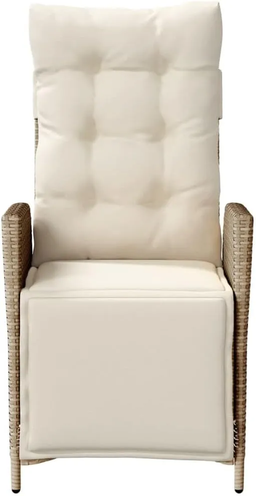 Backyard Chairs Camping Chair Outdoor Chairs Lounge Chair - Reclining Patio Chairs 2 pcs with Footrest Beige Poly Rattan for Park Beaches Outside Terrace