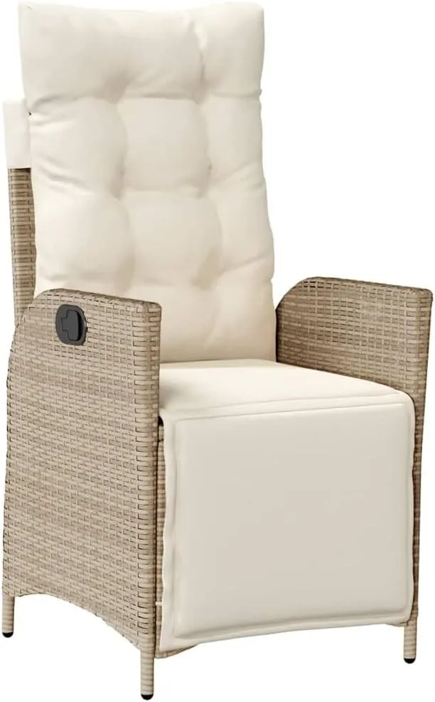 Backyard Chairs Camping Chair Outdoor Chairs Lounge Chair - Reclining Patio Chairs 2 pcs with Footrest Beige Poly Rattan for Park Beaches Outside Terrace