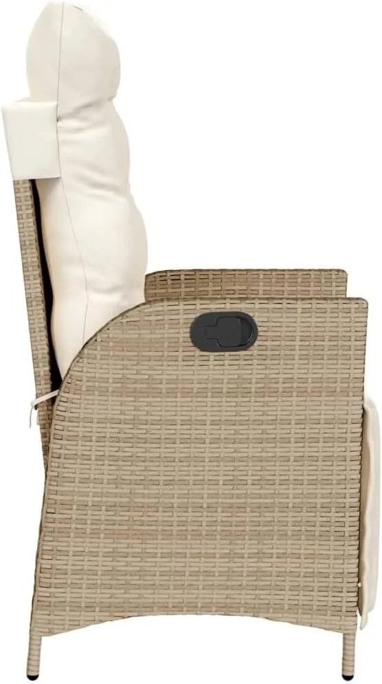 Backyard Chairs Camping Chair Outdoor Chairs Lounge Chair - Reclining Patio Chairs 2 pcs with Footrest Beige Poly Rattan for Park Beaches Outside Terrace