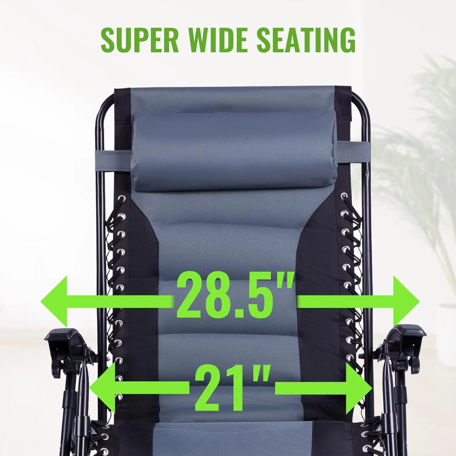 Backyard Expressions Deluxe XL Padded Recliner Chair – Ergonomic Anti-Gravity Lounger with Folding Design, Side Tray, and Adjustable Headrest