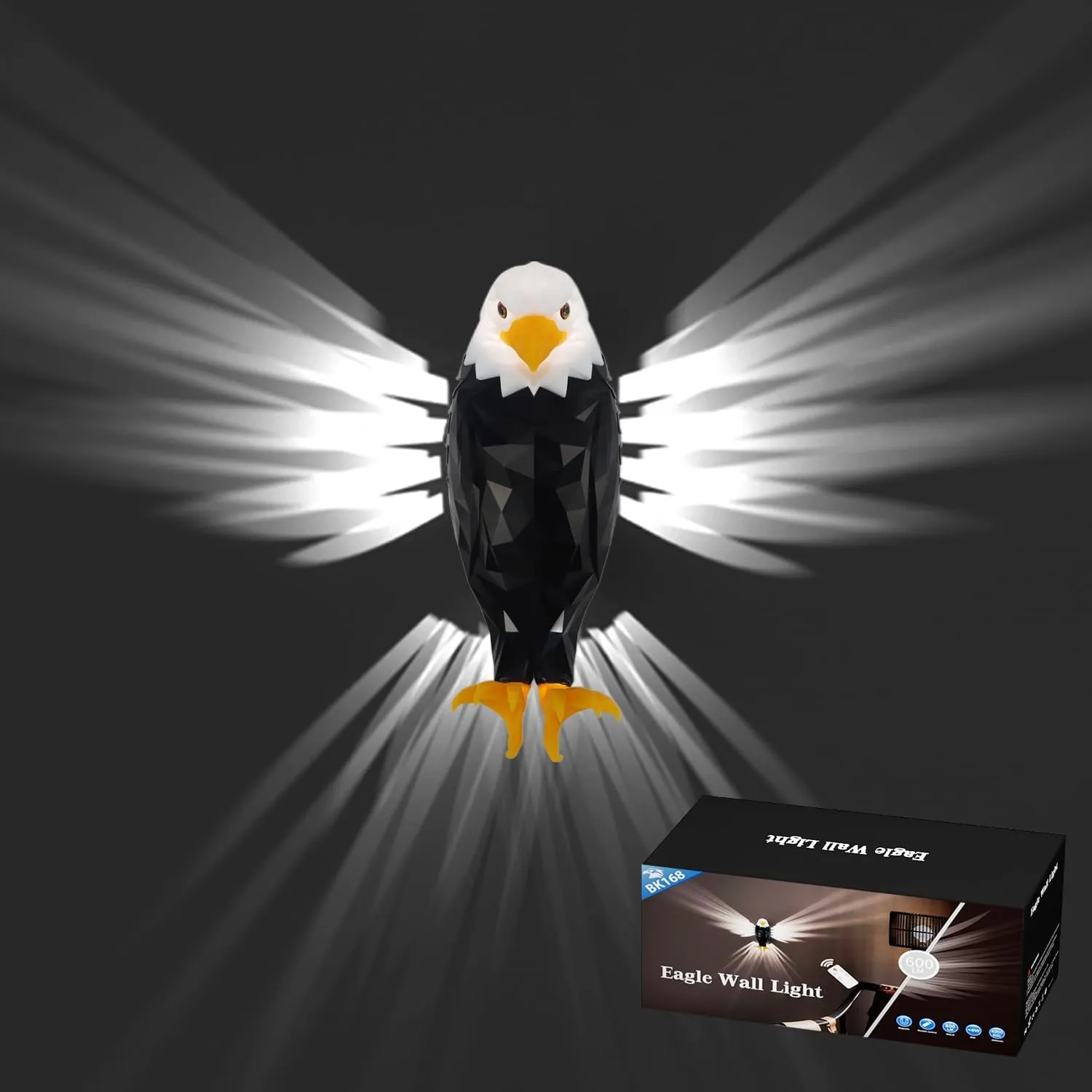 Bald Eagle Wall Light,with Remote Control,Magnetic Wall Mounted Lamp with Timer Function,Ideal for Bedroom Wall Lights and Indoor Lighting,Creative Wall Lights Solution for Kids Room and Home Decor