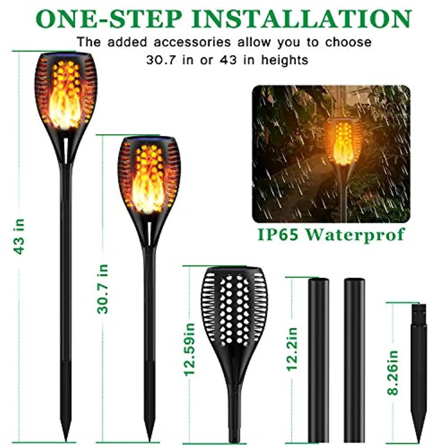 Balight Solar Torch Lights, 96 LED Waterproof Flickering Flames Solar Lights Outdoor Landscape Decoration Lighting Dusk to Dawn Auto On/Off Security Torch Light for Patio Garden Yard Driveway
